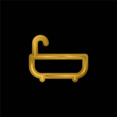 Bathtup altın kaplama metalik simge veya logo vektörü