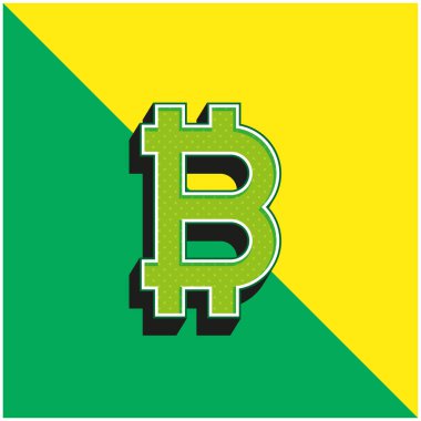 Bitcoin Yeşil ve Sarı modern 3d vektör simgesi logosu