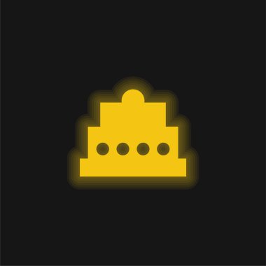 Doğum günü pastası sarı parlak neon simgesi