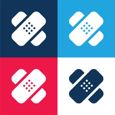 Bandage Cross blue and red four color minimal icon set clipart