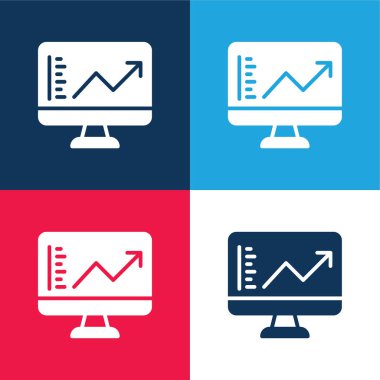Analitik mavi ve kırmızı dört renk minimal simge kümesi
