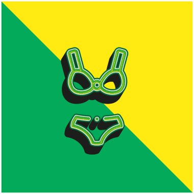 Bikini Yeşil ve sarı modern 3d vektör simgesi logosu