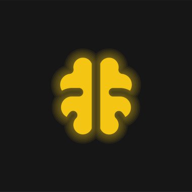 Beyin sarısı parlak neon simgesi