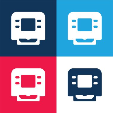 ATM Mavi ve kırmızı dört renk minimal simge seti