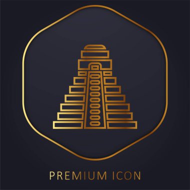 Aztec Pyramid golden line premium logo or icon clipart