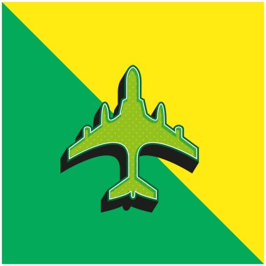 Top View Green ve sarı 3D vektör logosundan Siyah Uçak