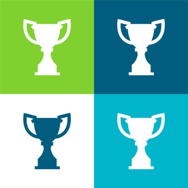 Award Trophy Silhouette Flat four color minimal icon set clipart
