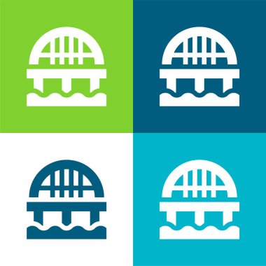 Köprü Düz 4 renk minimal simgesi seti