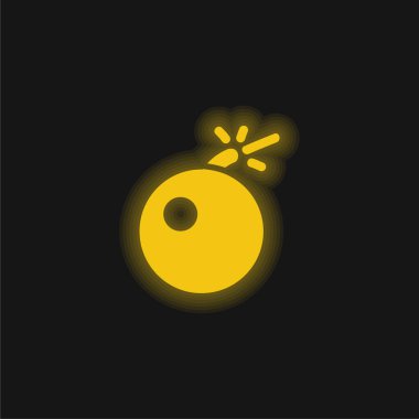 Bomba uyarı sarı parlak neon simgesi