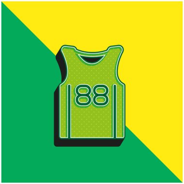 Basketbol Jersey Green ve sarı 3D vektör simgesi logosu