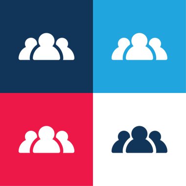 Seyirci mavi ve kırmızı dört renk minimal simge kümesi