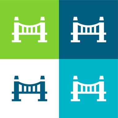 Köprü Düz 4 renk minimal simgesi seti