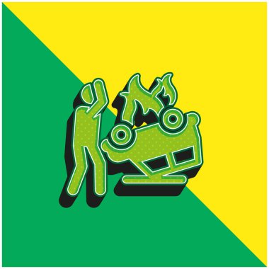 Kaza Yeşil ve Sarı Modern 3D vektör simgesi logosu