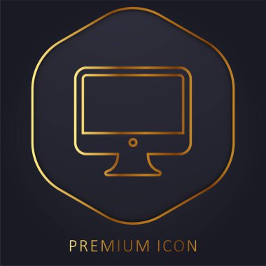 Büyük Bilgisayar Monitörü altın çizgi premium logosu veya simgesi