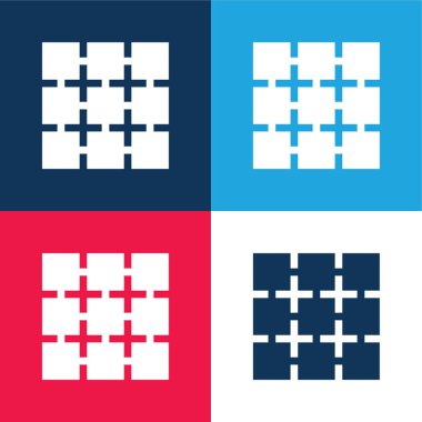 Blokzincir mavi ve kırmızı dört renk en küçük simge kümesi