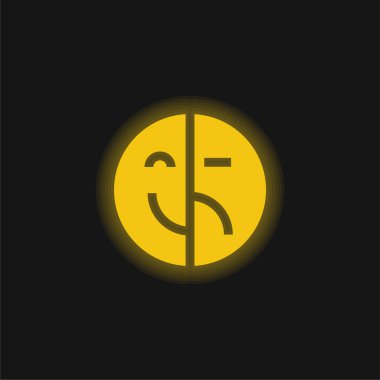 Bipolar yellow glowing neon icon clipart
