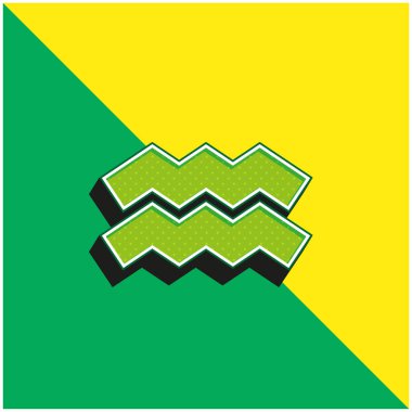 Kova burcu yeşil ve sarı modern 3d vektör simgesi logosu