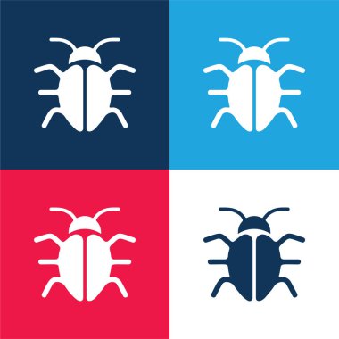 Big Bug blue and red four color minimal icon set clipart