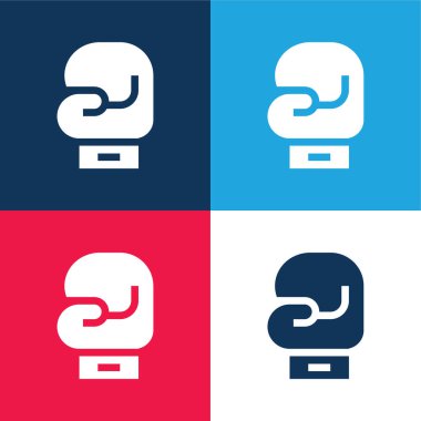 Boks eldivenleri mavi ve kırmızı dört renk minimal simgesi seti