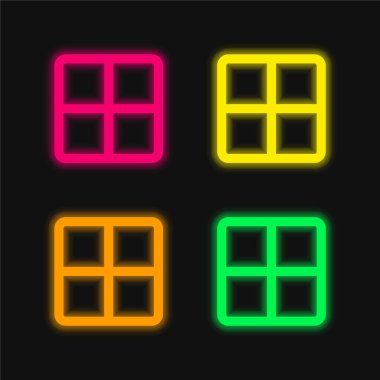 Parlayan dört renk neon vektör simgesi