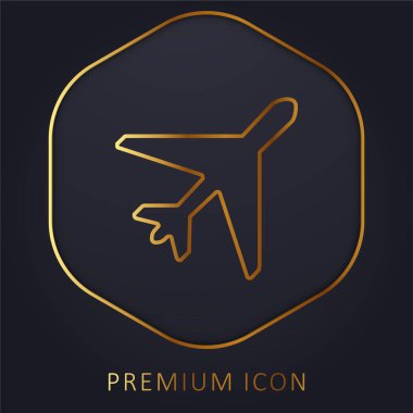 Uçak altın çizgisi prim logosu veya simgesi