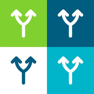 Yukarı Okun Çatallaştırılması Düz 4 renk simgesi seti