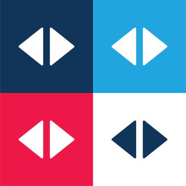 Oklar Sağ ve Sol Dolu Üçgenler Mavi ve Kırmızı Dört Renk Minimum Simgesi