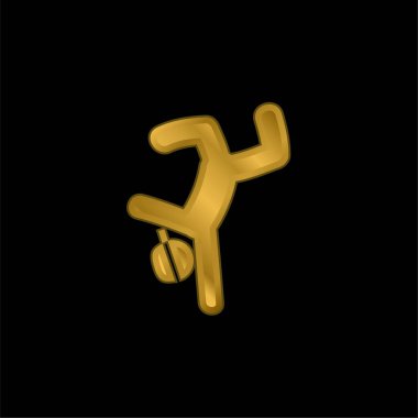 Breakdansçı altın kaplama metalik simge veya logo vektörü