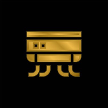 Klima altın kaplama metalik simge veya logo vektörü