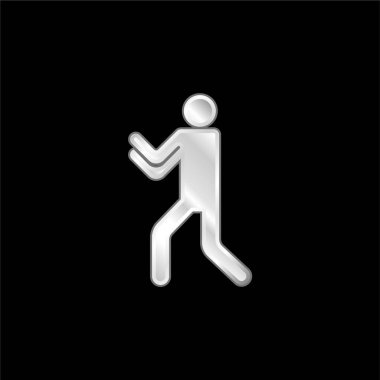 Boks Silueti gümüş kaplama metalik simge