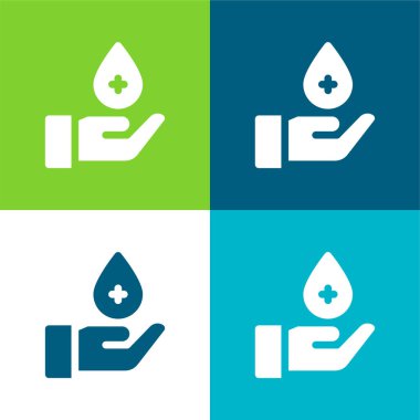 Kan Bağışı Düz Dört Renk Simgesi