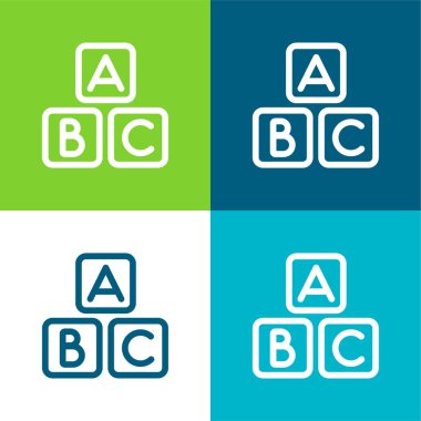 ABC Kareleri Düz 4 renk en küçük simge kümesi