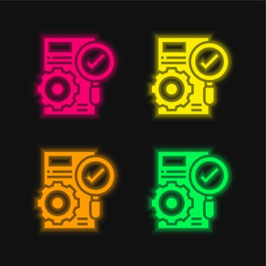 Accuracy four color glowing neon vector icon clipart