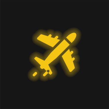 Uçak sarısı parlayan neon simgesi