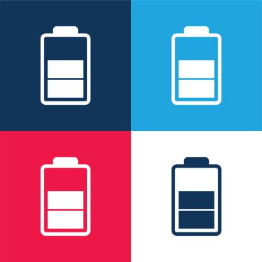 Pil Durumu Sembolü Mavi ve Kırmızı En düşük simge kümesi