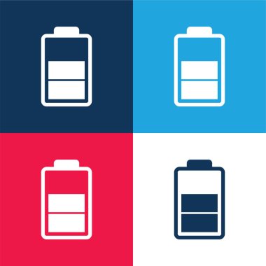 Battery Status Symbol blue and red four color minimal icon set clipart