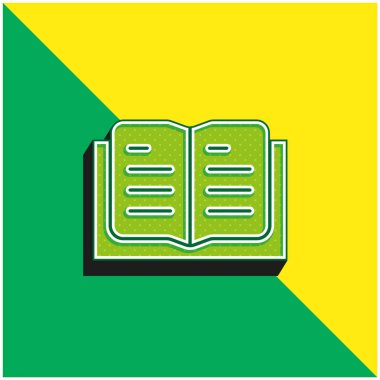 Kitap Yeşil ve Sarı Modern 3D vektör simgesi logosu