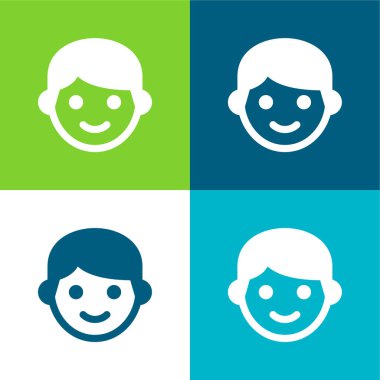 Oğlan Düz 4 renk en küçük simge seti