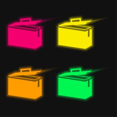 Ammo Tin four color glowing neon vector icon clipart