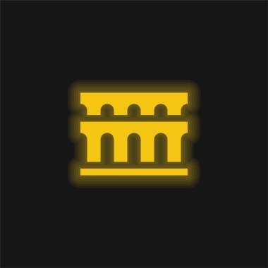 Aqueduct yellow glowing neon icon clipart
