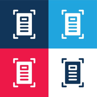 Sanatsal mavi ve kırmızı dört renk minimal simge kümesi