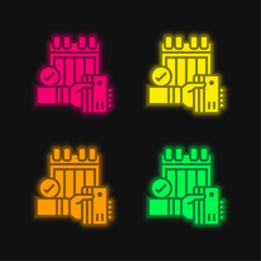 Yıllık parlayan neon vektör simgesi