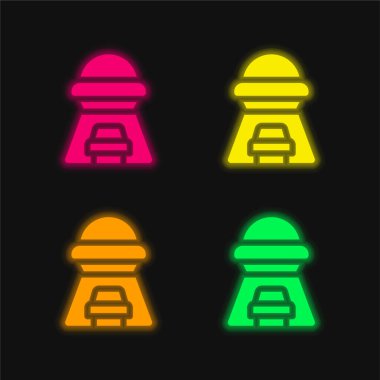 Kaçırma dört renk parlayan neon vektör simgesi
