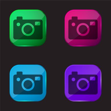 Big Photo Camera four color glass button icon clipart