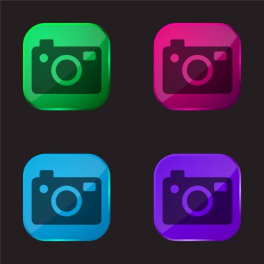 Big Photo Camera four color glass button icon clipart