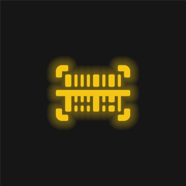 Barkod sarı parlayan neon simgesi