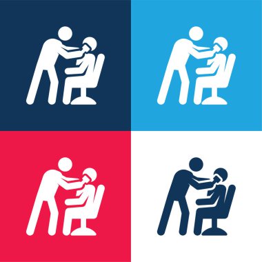 Berber mavisi ve kırmızı dört renk minimal simge kümesi