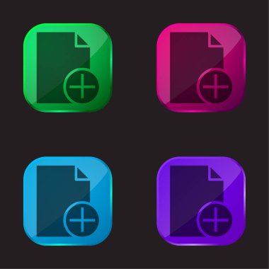 Dört renkli cam düğme simgesi ekle