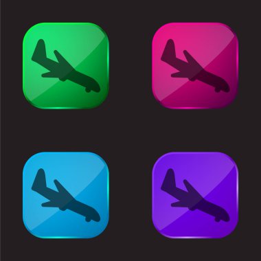 Arraving Airplane dört renkli cam simge
