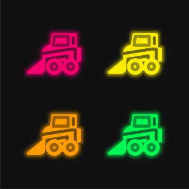 Dört renk parlayan neon vektör simgesi